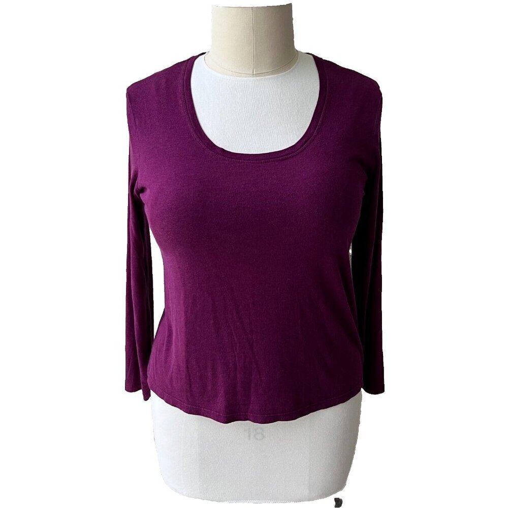 George Women's Burgandy Red Cotton Modal Long Sleeve Tee Shirt XL